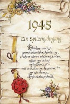 bsb 52-1945 Geburtstagskarte Spitzenjahrgang 75 - inkl. Umschlag