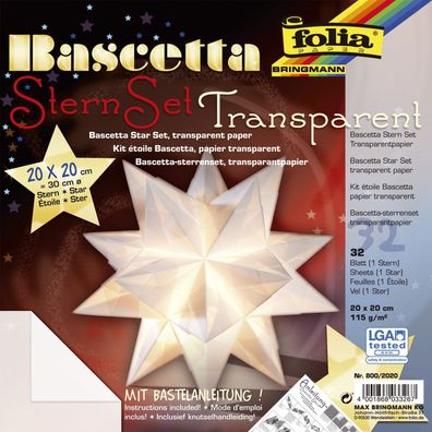 Folia 800/2020 Bascetta Stern weiß transparent Ø 30 cm(S)