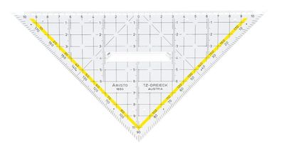 Aristo AR1650/2 Zeichendreieck TZ-Dreieck®, Plexiglas® mit Griff, 225 mm, glasklar