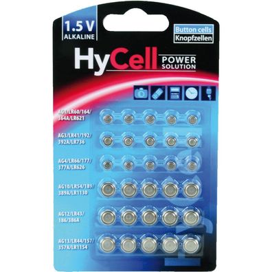 Ansmann 5015473 HyCell Alkaline Knopfzellen-Set 30-teilig(T)