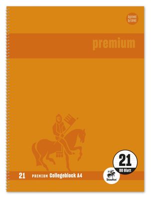 Staufen® 734451377 Collegeblock Premium LIN 21 - A4, 80 Blatt, 90 g/ qm, orange, ...