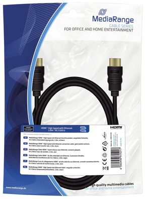 MediaRange MRCS210 HDMI-Kabel High Speed - mit Ethernet, vergoldete Kontakte, ...