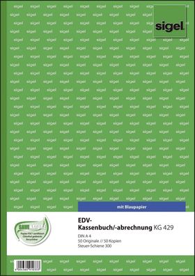 Sigel® KG429 EDV-Kassenbuch Steuerschiene 300 A4 1. und 2. Blatt bedruckt 2 x 50 ...