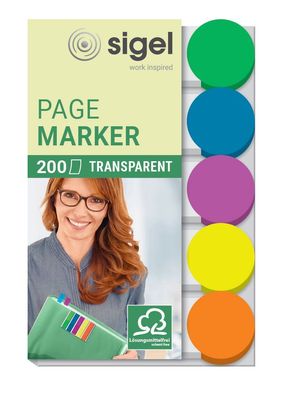 Sigel® HN301 Haftmarker Folie Klebepunkte - 50 x 12 mm, 5 Farben, 200 Streifen