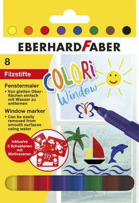 Eberhard Faber 550022 Windowmarker Colori - 1-2 mm, 8 Farben, sortiert, Kartonetui