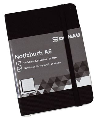 DONAU 1346100-01 Notizbuch - A6, kariert, 192 Seiten, schwarz