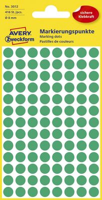 Avery Zweckform® 3012 Markierungspunkte Ø 8 mm 4 Blatt/416 Etiketten grün