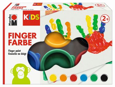 Marabu 03030 000 00085 Fingerfarbe Kids - 6x 35 ml, sortiert