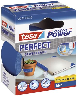 Tesa® 56343-00036-03 Gewebeklebeband extra Power Gewebeband, 2,75 m x 38 mm, blau