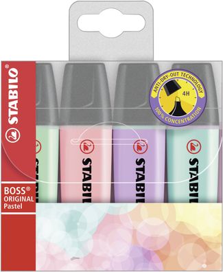 Stabilo® 70/4-2 Textmarker BOSS® - Etui, 4 Pastellfarben