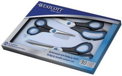 Westcott N-90027-00 Scherenset Easy Grip rostfrei spitz 3tlg blau/ schwarz