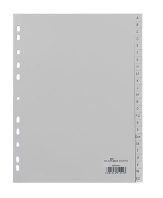 Durable 6508-10 Kunststoff-Register A-Z A4, 24-teilig grau
