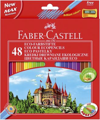 Faber-Castell 120148 Buntstift Castle 48 Farben hexagonal Kartonetui mit Spitzer