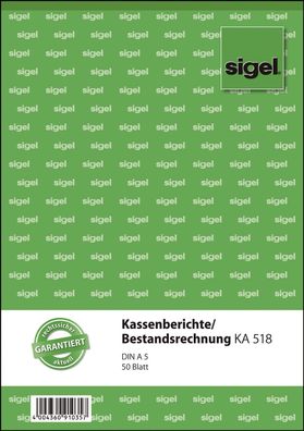 Sigel® KA518 Kassenberichte/ Bestandsrechnung A5 50 Blatt(T)