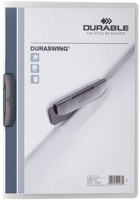 Durable 229037 Klemm-Mappe Duraswing® - A4, transparent/ graphit