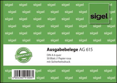 Sigel® AG615 Ausgabebelege A6 quer Papier rosa mit Sicherheitsdruck 50 Blatt(T)