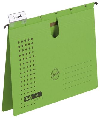 Elba 100552109 Hängehefter chic Ultimate® - Karton (RC), 240 g/ qm, A4, grün, 5 Stück