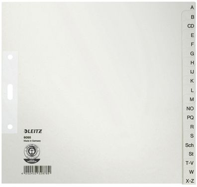 Leitz 6095-00-85 Register A - Z für Hängeordner Papier A4 halbe Höhe 20 Blatt grau