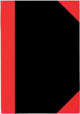 STYLEX 29115 Kladde - A4, kariert, Hardcover, schwarz/ rot, 96 Blatt