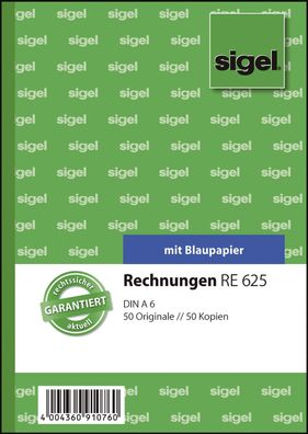 Sigel® RE625 Rechnungen - A6, SD, MP, 2 x 50 Blatt
