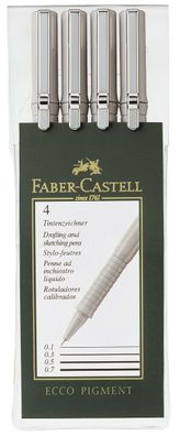 FABER Castell 166004 Tintenschreiber ECCO Pigment - 4er Set (0,1/0,3/0,5/0,7 mm)