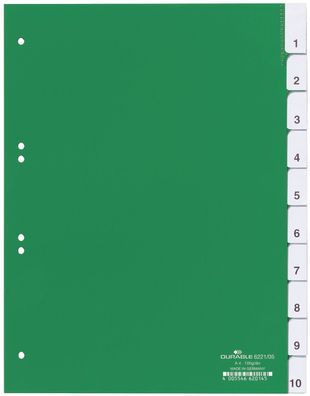 Durable 6221 05 Register - Hartfolie, blanko, grün, A4, 10 Blatt