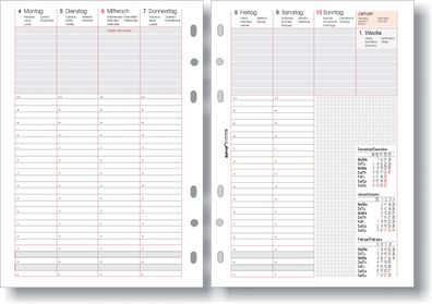 bind® 250822 Ersatzkalendarium Wochenplan - A5, 1 Woche / 2 Seite