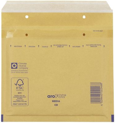 Arofol ® 2FVAF000073 Luftpolstertaschen CD, 180x165 mm, braun, 10 Stück