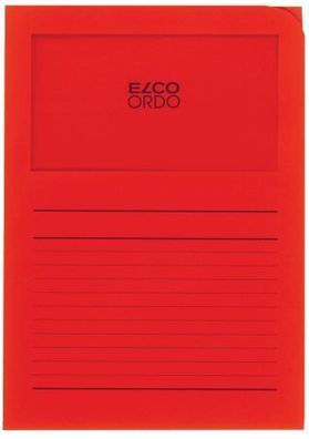 ELCO 7369592 Sichtmappen Ordo classico rot 120g 10 Stück Sichtfenster und Linien