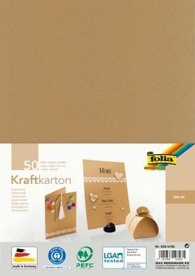 folia 692/4/98 folia Kraftkarton, 230 g/ qm, DIN A4, 50 Blatt