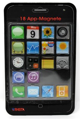 RHEITA 1030-11 Magnete im App-Design - 20 x 20 x 3,5 mm, 18 Stück, sortiert