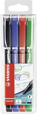 Stabilo® 189/4 Fineliner sensor® 0,3 mm Kunststoffetui mit 4 Stiften