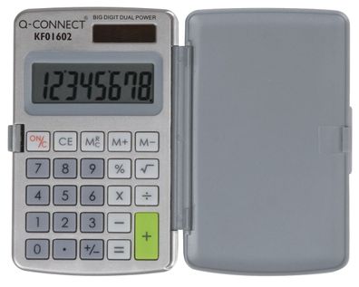 Q-Connect® KF01602 Taschenrechner, 8 stellig, grau