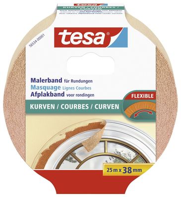 Tesa® 56534-00001-00 Papier-Klebeband Maler-Krepp für Rundungen, 25 m x 38 mm, beige