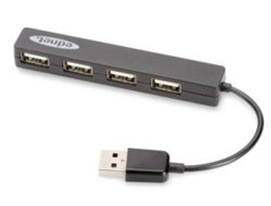 ednet 85040 Notebook USB 2.0 Hub 4-Port, Plug & Play Datentransfer bis zu 480Mbps
