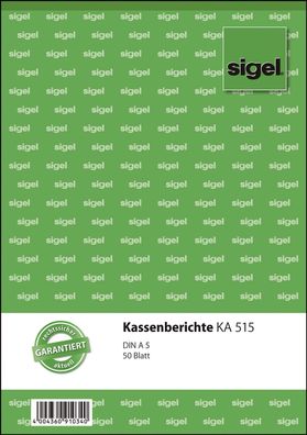 Sigel® KA515 Kassenberichte - A5, 50 Blatt