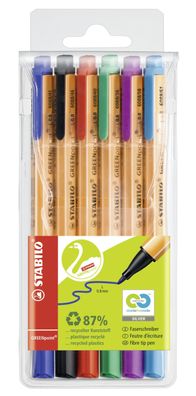 Stabilo® 6088/6 Faserschreiber GREENpoint®, 0,8 mm, Etui mit 6 Stiften