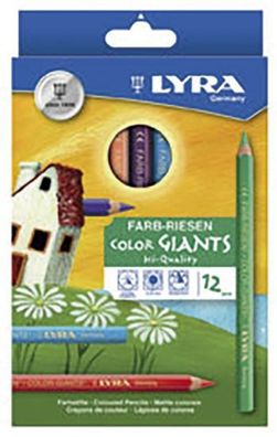 LYRA 3941120 Farbstift Farb-Riesen lackiert, 12 Stück in Kartonetui