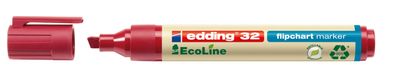 Edding 4-32002 32 Flipchartmarker EcoLine - nachfüllbar, 1 - 5 mm, rot