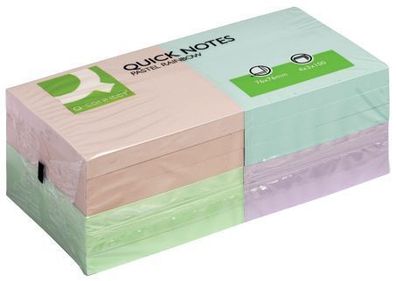 Q-Connect® KF10509 Haftnotizen Quick Notes - Pastellfarben, 75 x 75 mm