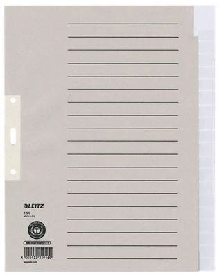 Leitz 1220-00-85 1220 Register Tauenpapier A4 Überbreite 20 Blatt grau(S)