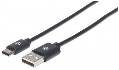 Manhattan 354912 Manhattan USB 2.0 Typ C-Kabel C-Stecker/ A-Stecker 0,5m schw