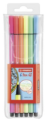 Stabilo® 6806-1 Fasermaler Pen 68 - Etui, 6 Farben