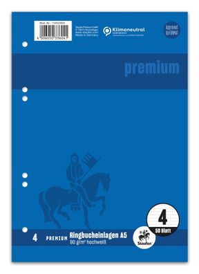 Staufen® 734033604 Ringbucheinlage Premium LIN 4 - A5, 90 g/ qm, 50 Blatt