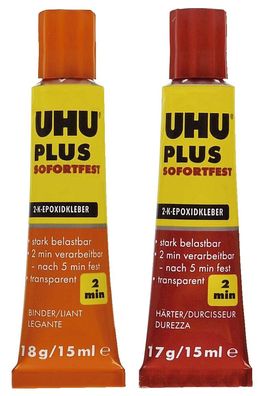 UHU® 45705 PLUS Sofortfest, 2-Komponenten-Epoxidharzkleber, ohne Lösungsmittel, 35 g
