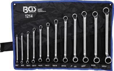BGS technic Doppel-Ringschlüssel-Satz | gekröpft | SW 6 x 7 - 30 x 32 mm | 12-tlg.