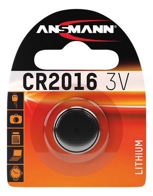 10x Ansmann 5020082 Lithium Knopfzelle CR2016 3,0 Volt 1er-Blister
