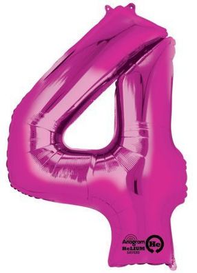 amscan® 9907283 Folienballon XXL Zahl 4 - rosa