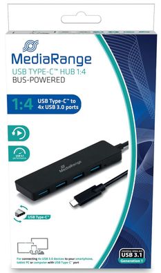 MediaRange MRCS508 Verteiler USB Type-C™ auf USB 3.0 Verteiler 1:4