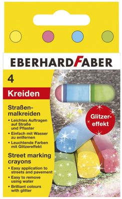 Eberhard Faber 526504 Glitzer-Straßenmalkreide 4er Kartonetui